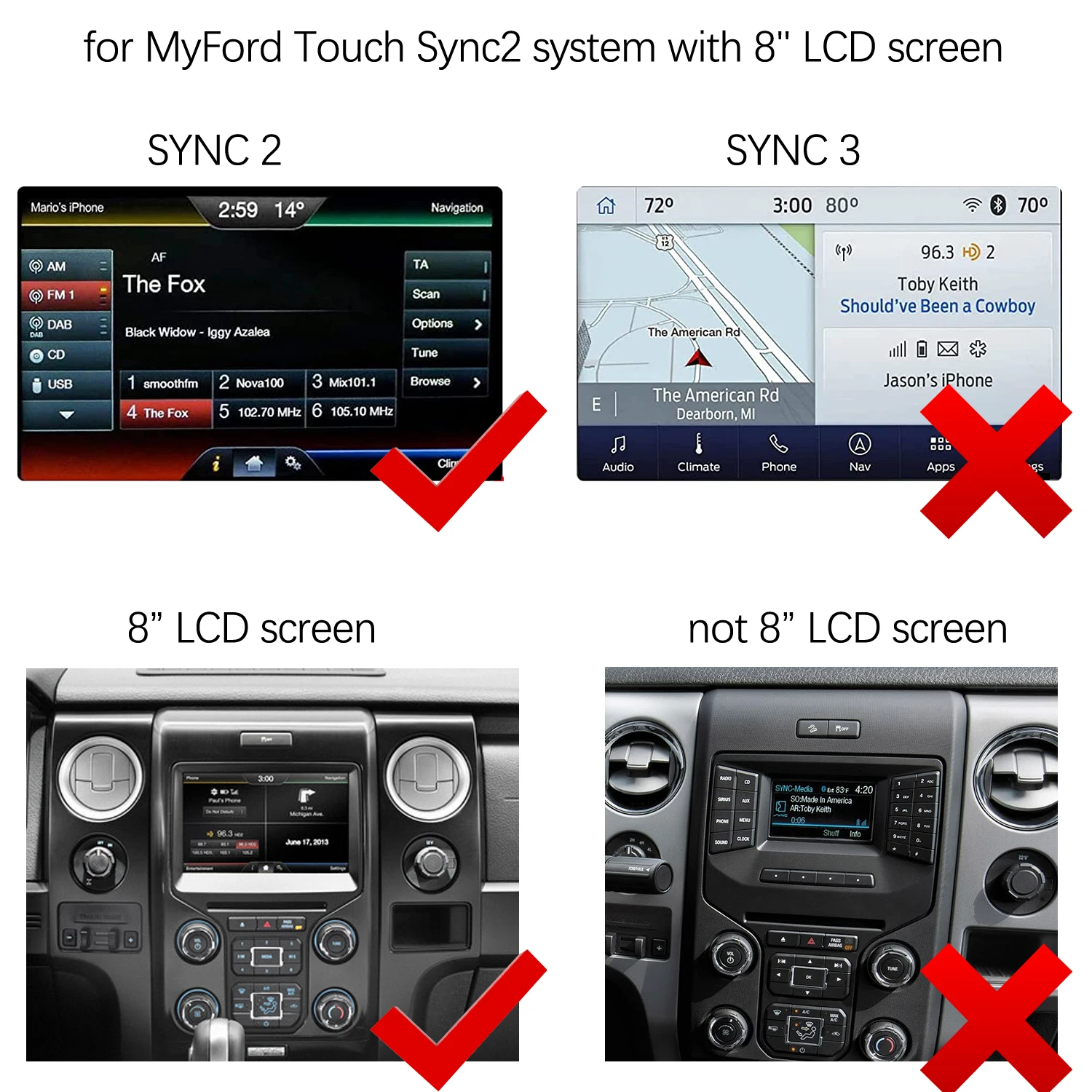 Road Top Ford Wireless Carplay Decoder For Central Control Screen Upgrade Of SYNC2 CarPlay for Car Ford C-max