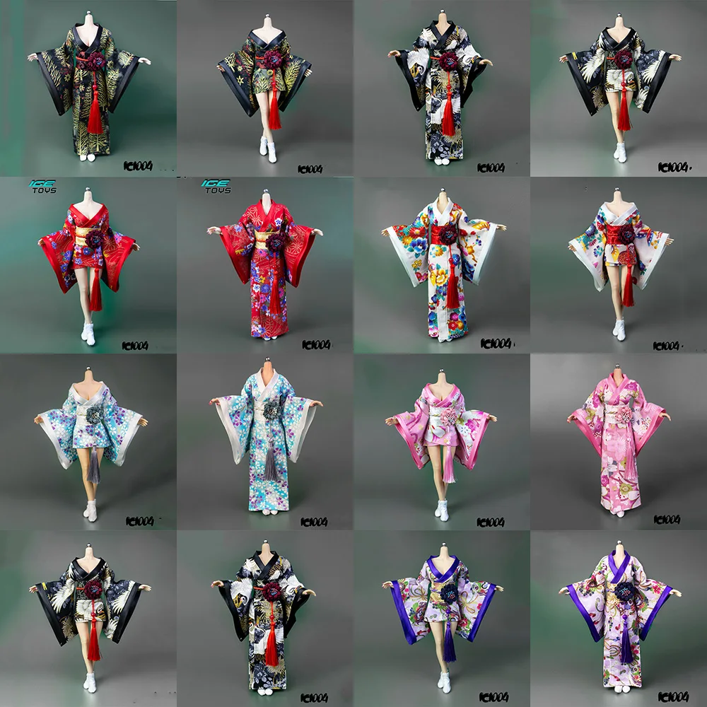 ICE TOYS IC1004 1/6 Printing Japanese Kimono Bathrobe with Girdle Accessory Long/Short Style for 12 inches Action Figure