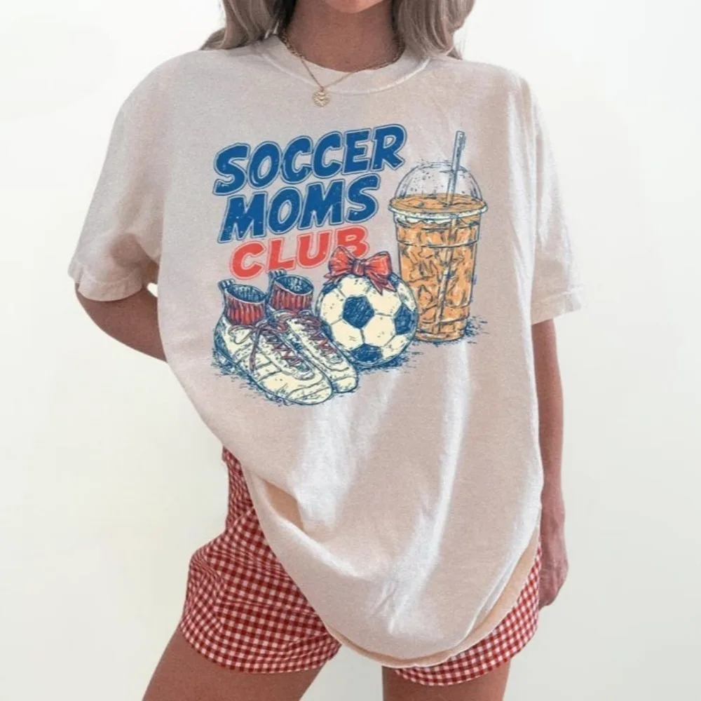 Soccer Mom's Club T-Shirt Trendy Game Day Baller Mom Shirt Mother's Day Gift Sport Mom Tops Graphic Clothes