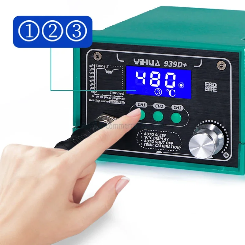 Soldering Station YIHUA 939D+ Electric Soldering Iron C/F Temperature Switch LCD High Power Digital Display Welding Table