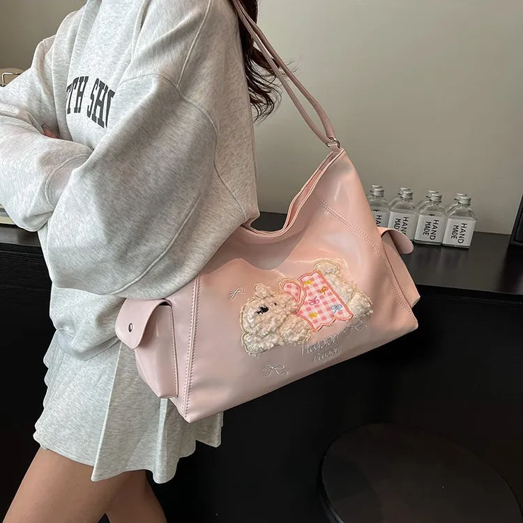 

College Style Cartoon Dog Tote Bag - New Large-Capacity, Cute Fashion, Versatile for Commute (Crossbody/Shoulder/Armpit)