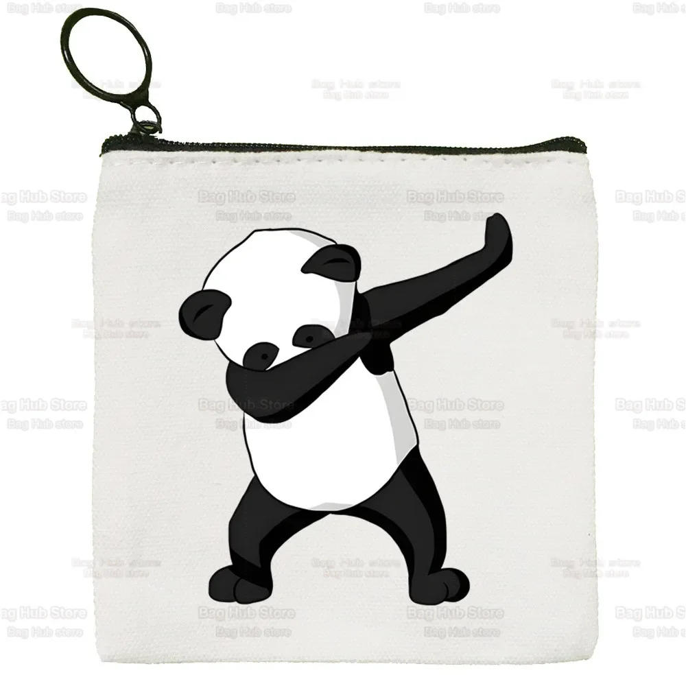 Panda Coin Purse para Feminino, Mini Clutch Bag, Bonito Canvas Key Case, Eu não sou preguiçoso Eu só gosto de ir Mais