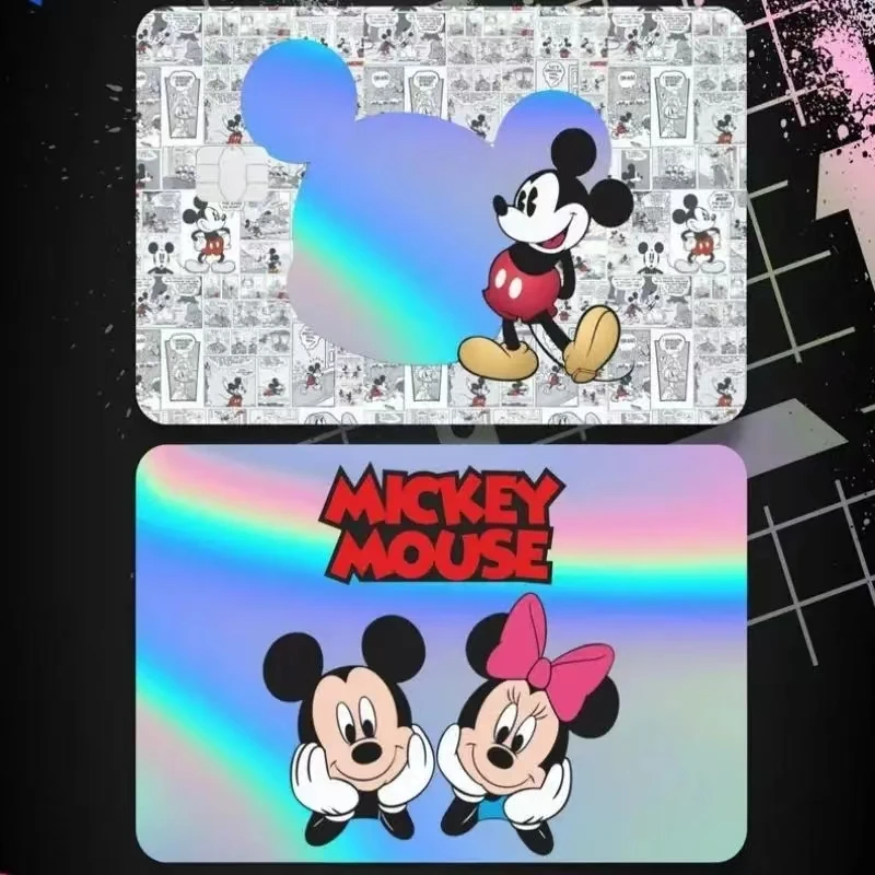 Laser Disney Mickey Stickers Bank Cards Credit Cards Student Cards Waterproof and Wear-resistant Protection Stickers, Size Chips