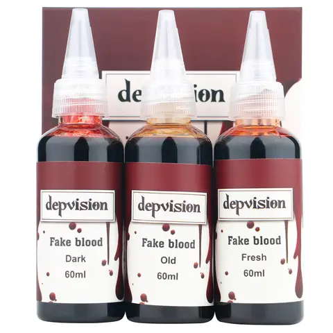 Depvision 60ml Fake Blood 2 OZ X 3 Colors Set Fresh Old Dark Wound For Special Effects