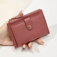 Minimalist and Fashionable Women's Short Card Bag Ultra-Thin Mini PU Leather Zero Wallet Women's Credit Card Holder Wallet 3