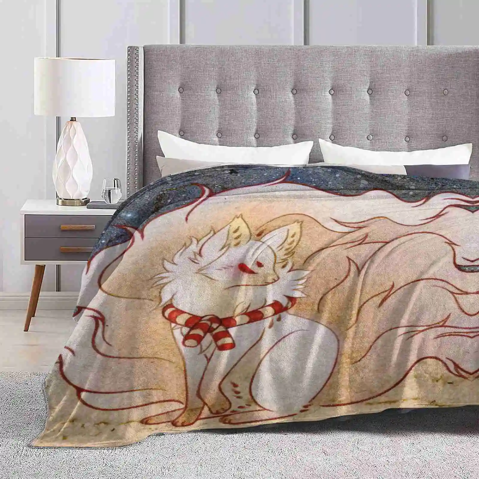 The Celestial Spirit-Yokai Creative Design Light Thin Soft Flannel Blanket Yokai Animal Spirit Ghost Celestial Ninetails Nine