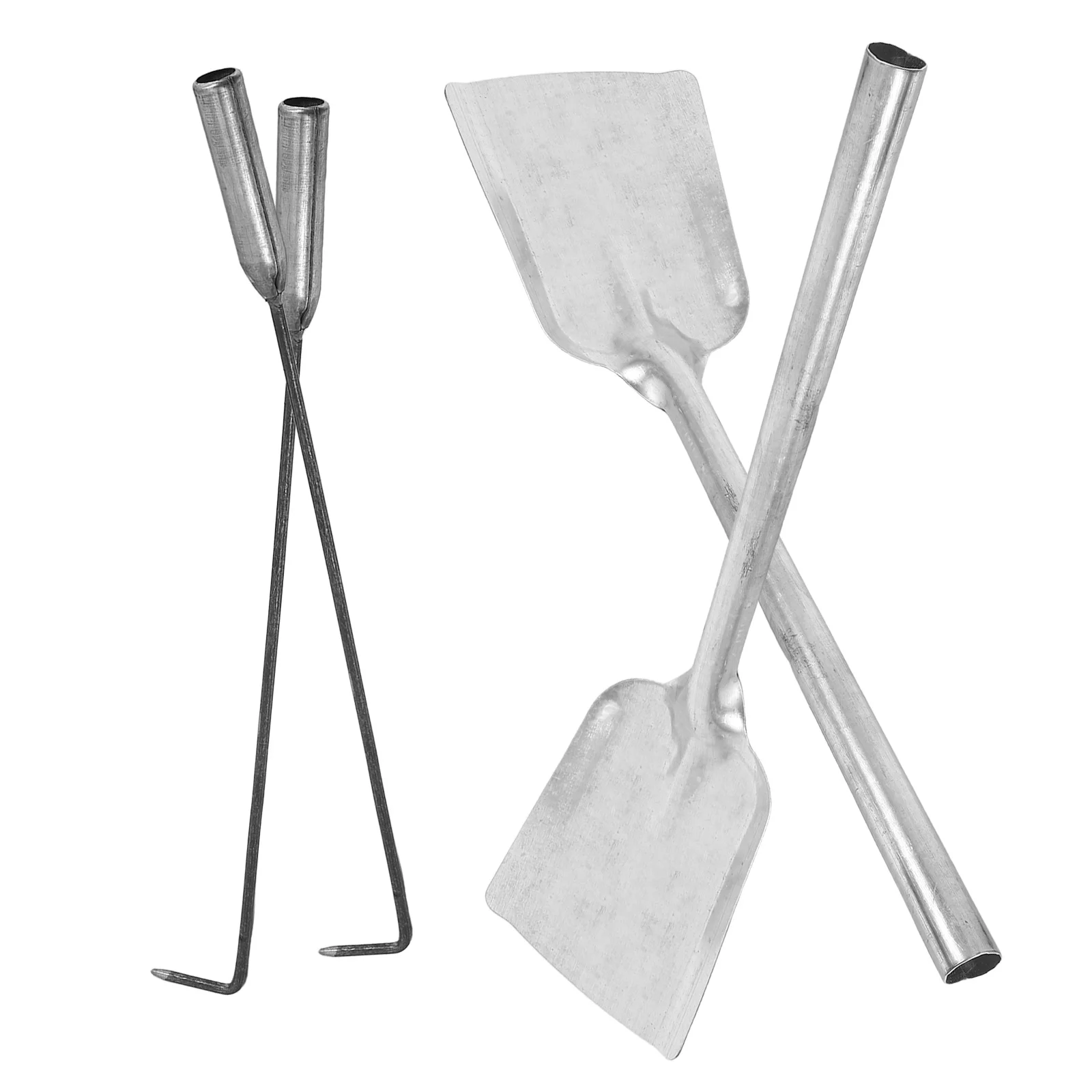 

4Pcs Iron Fireplace Tools Set with Hook Shovel Poker Tongs for Efficient Coal Log Management in Indoor Outdoor Hearths