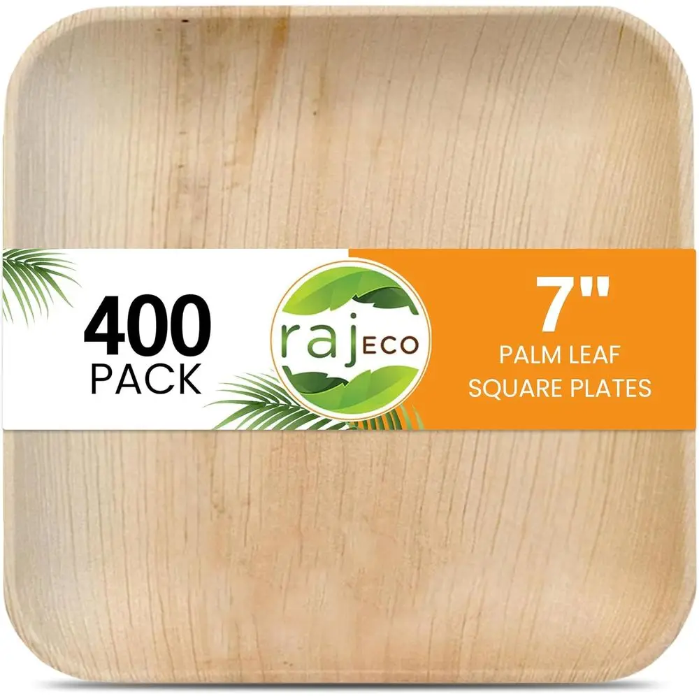 

Тарелки Raj Palm Lea оптом [400 шт.] 7-дюймовые квадратные тарелки, похожие на бамбуковые, одноразовые, прочные, декоративные, компостируемые, для сервировки стола.