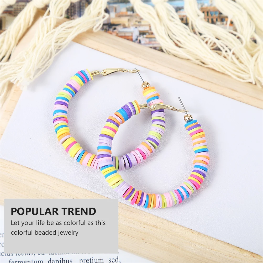 

Colorful Polymer Earrings Bohemian Ear Drop Handmade Simple Style Ear Pendant Jewelry Durable Waterproof Summer Beach
