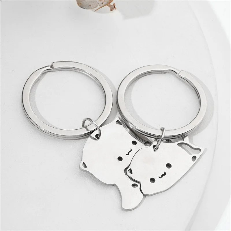 2Pcs Cartoon Cat Keychains Baby Cute Bubu Dudu Keyring for Accessories Bag Pendant Key Chain Jewelry Fans Couple Love Gifts