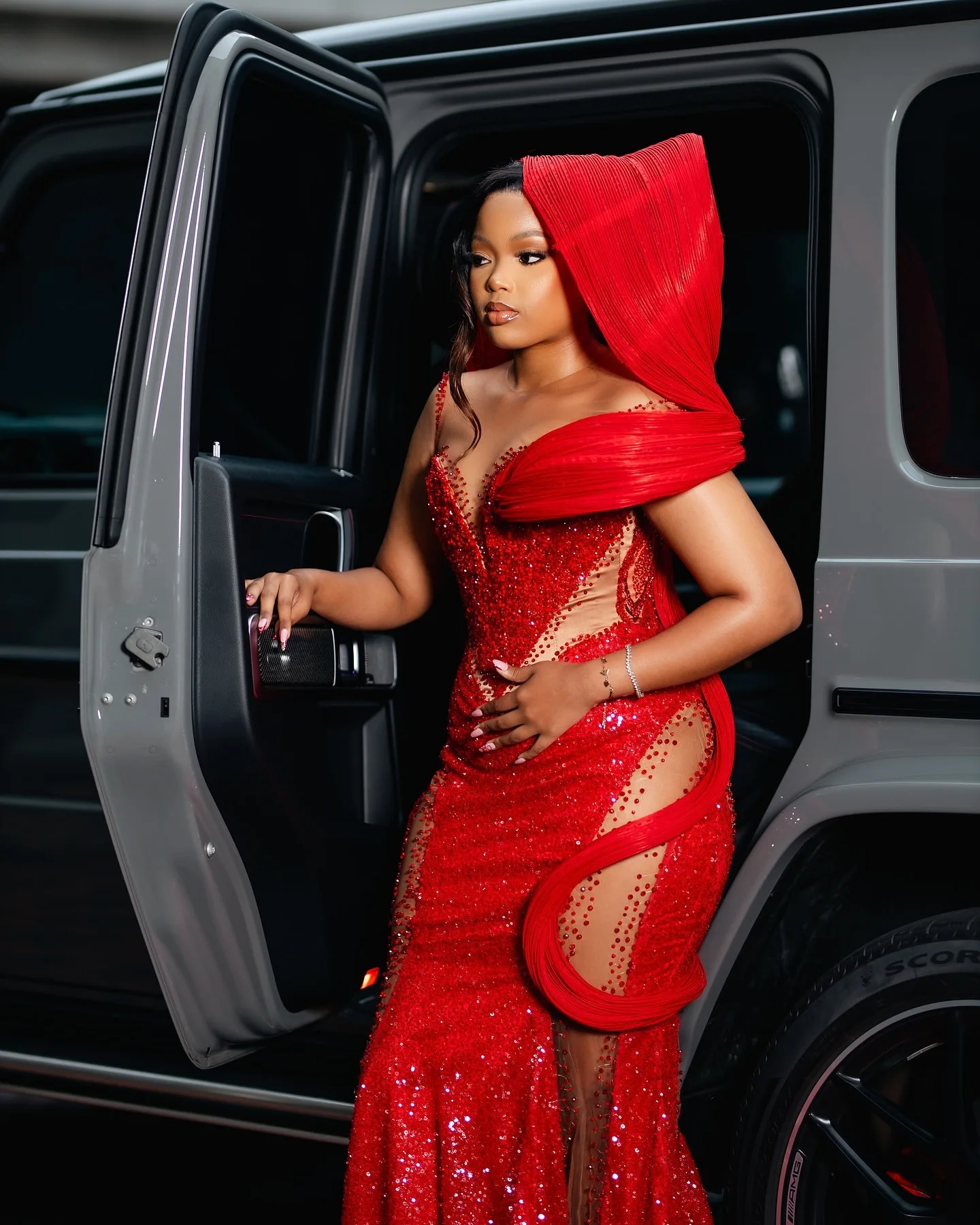 レッドマーメイド 2025 プロムドレス クリスタル スパンコール イリュージョン スタイリッシュ イブニング フォーマル パーティー 誕生日ドレス ZJ2634