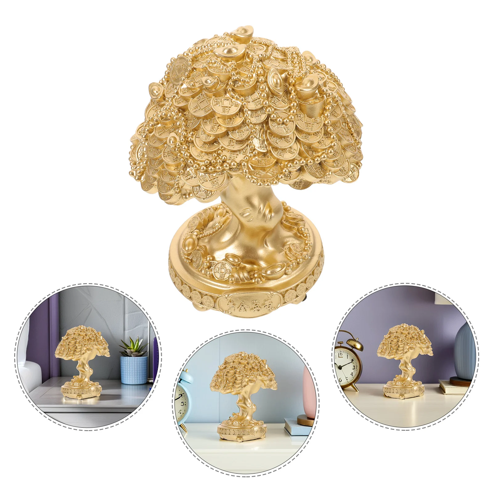 

Chinese Money Tree Resin Sculpture Classic Fortune Tree Desktop Ornament Home Office Decor Prosperity Wealth Decoration