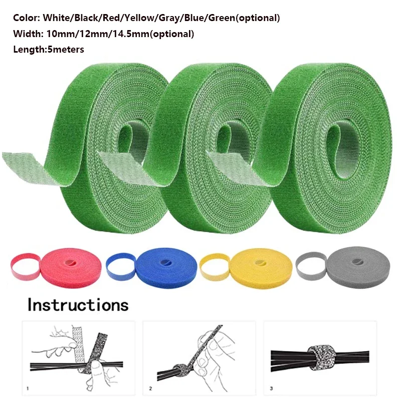 Ajustável Nylon Planta Laços, Planta Bandagem, Gancho Laço, Suporte Reutilizável Fastener Tape, Acessórios para Jardim, 5m