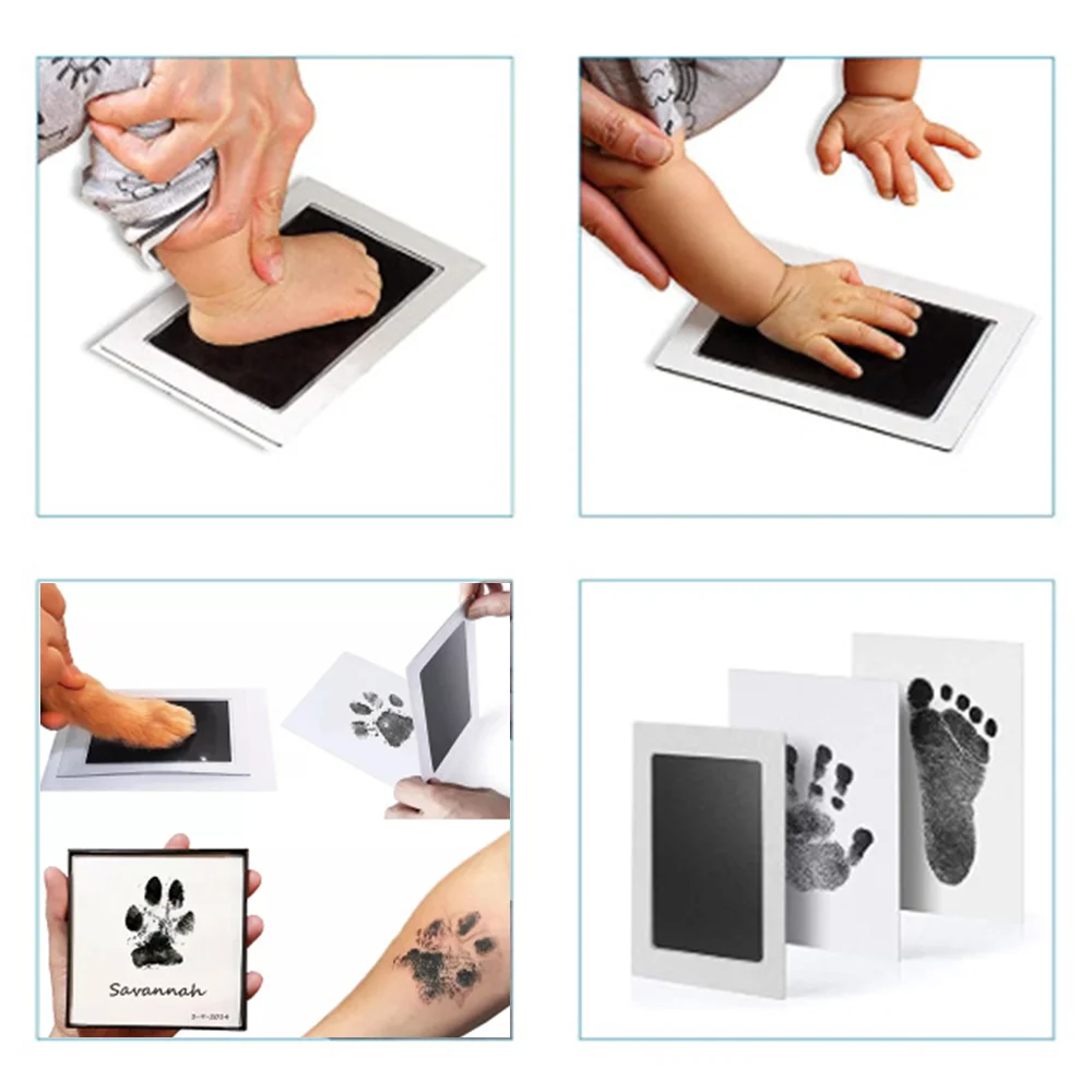 Newborn Baby DIY Hand And Footprint Kit Ink Pads Photo Frame Handprint Toddlers Souvenir Accessories Safe Clean Baby Shower Gift