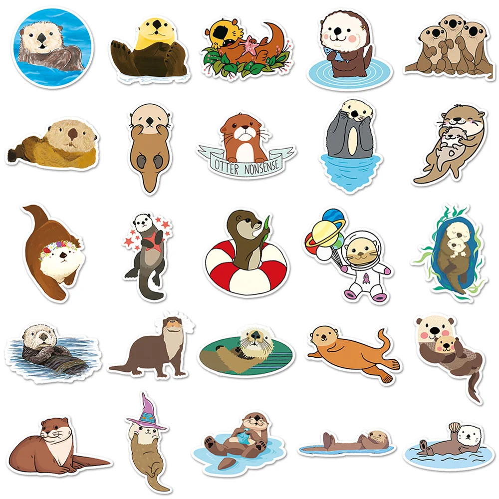 50pcs Bank Beaver Otter Stickers For Scrapbook Stationery Ipad Laptop Car DIY Kids Sticker Craft Supplies Scrapbooking Material