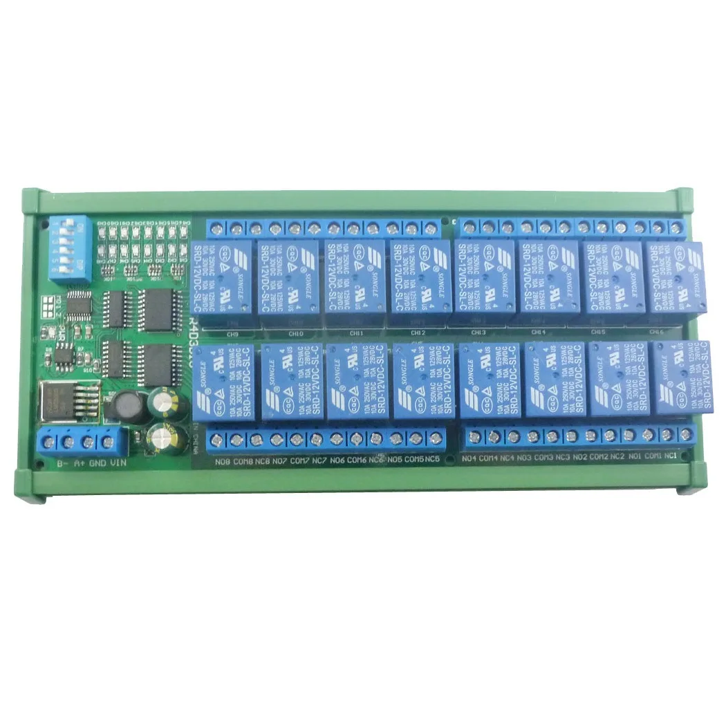 Imagem -02 - Protocolo Modbus Rtu Controle Remoto Plc Placa de Expansão Câmera Ptz Motor Led dc 12v 16 Canais Din35 C45 Trilho Din Rs485