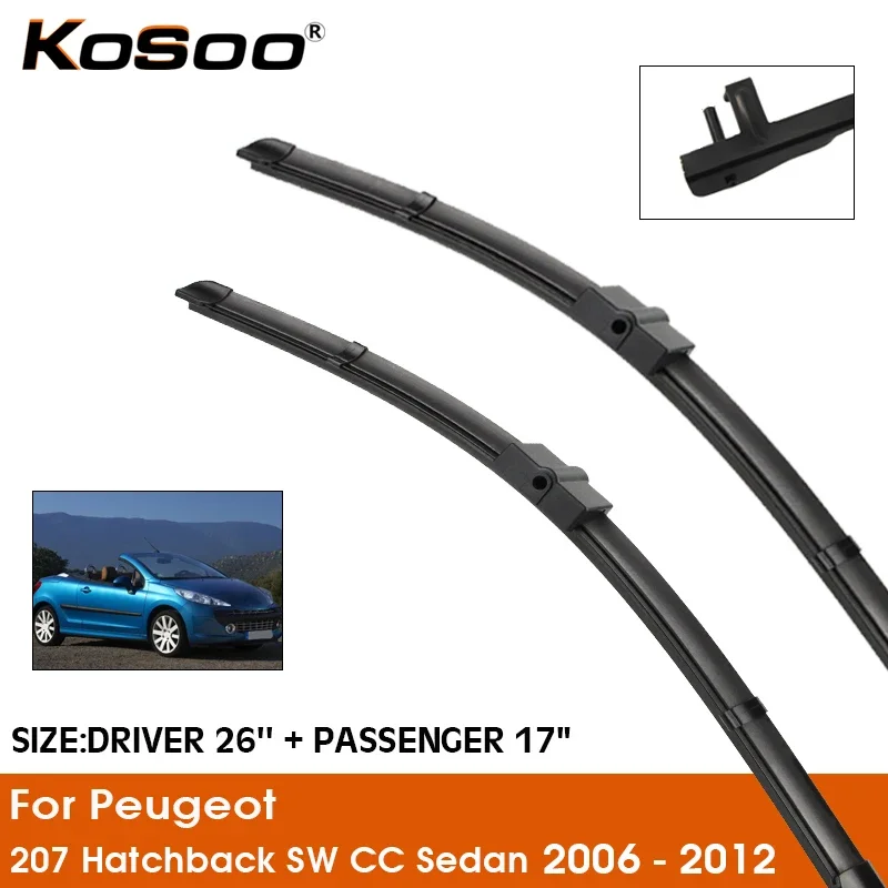 

Резиновые силиконовые вставки для дворников (26"+17") для Peugeot 207 Hatchback, SW, CC, Sedan 2006-2012. Автоаксессуар.