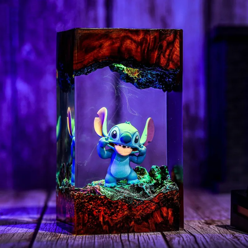 

Cartoon Anime Stitch Decorative resin lamp Home Decor Figurines Miniatures Crafts USB bedside lamp Creative birthday gift