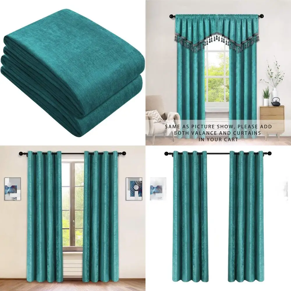 

Элитный комплект штор из шенилла цвета бирюзы, с люверсами, 2 панели, 52x104 дюйма, для гостиной и спальни