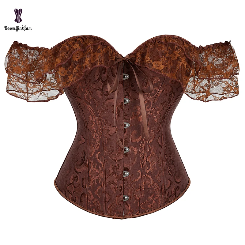 8 Colors Available Front 6 Busk Closure Victorian Bodice Lingerie Corset Lace Corselet Women Body Shaper Waist Trainer Bustier