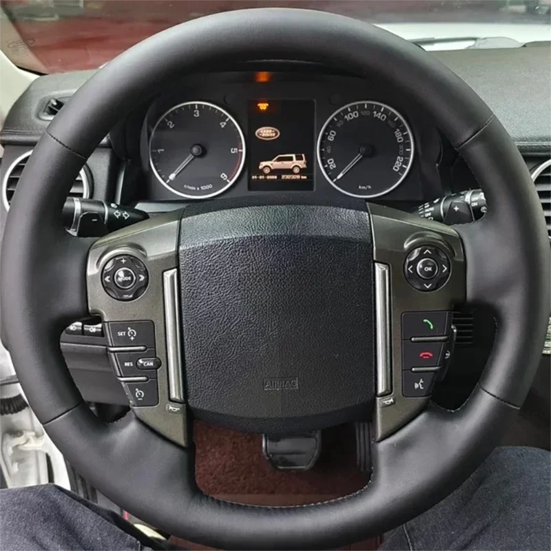 Non-Perforated Leather Hand Sewn Full Coverage Steering Wheel Cover Fits 2010-2016 Land Rover Discovery 4