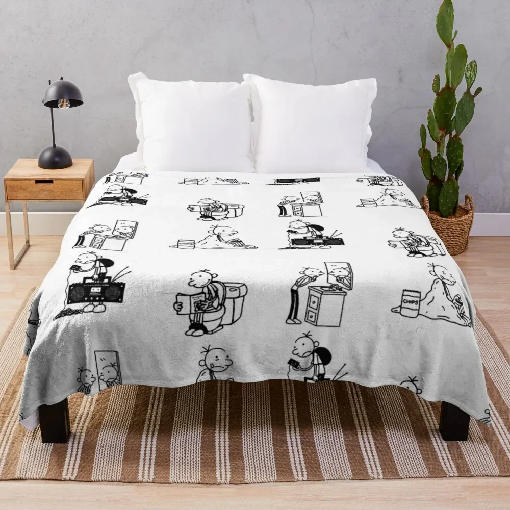 Wimpy Kid 4 states of Greg Heffley Throw Blanket funny gift Blankets Sofas Of Decoration Flannel Fabric Tourist Blankets