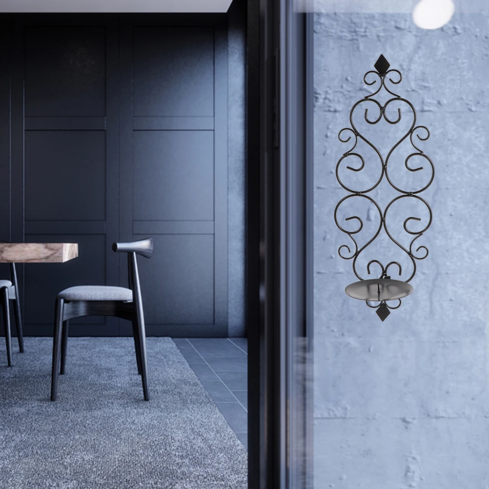 

2 Pcs Wall Hanging Holder Taper Holders Home Decor Elegant Black Classical Design Romantic Atmosphere Stand