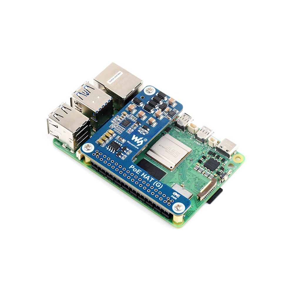 Waveshare For Raspberry Pi 5 Poe Expanding Board Poe HAT With Cooler Case Support IEEE 802.3Af/At Network Standard