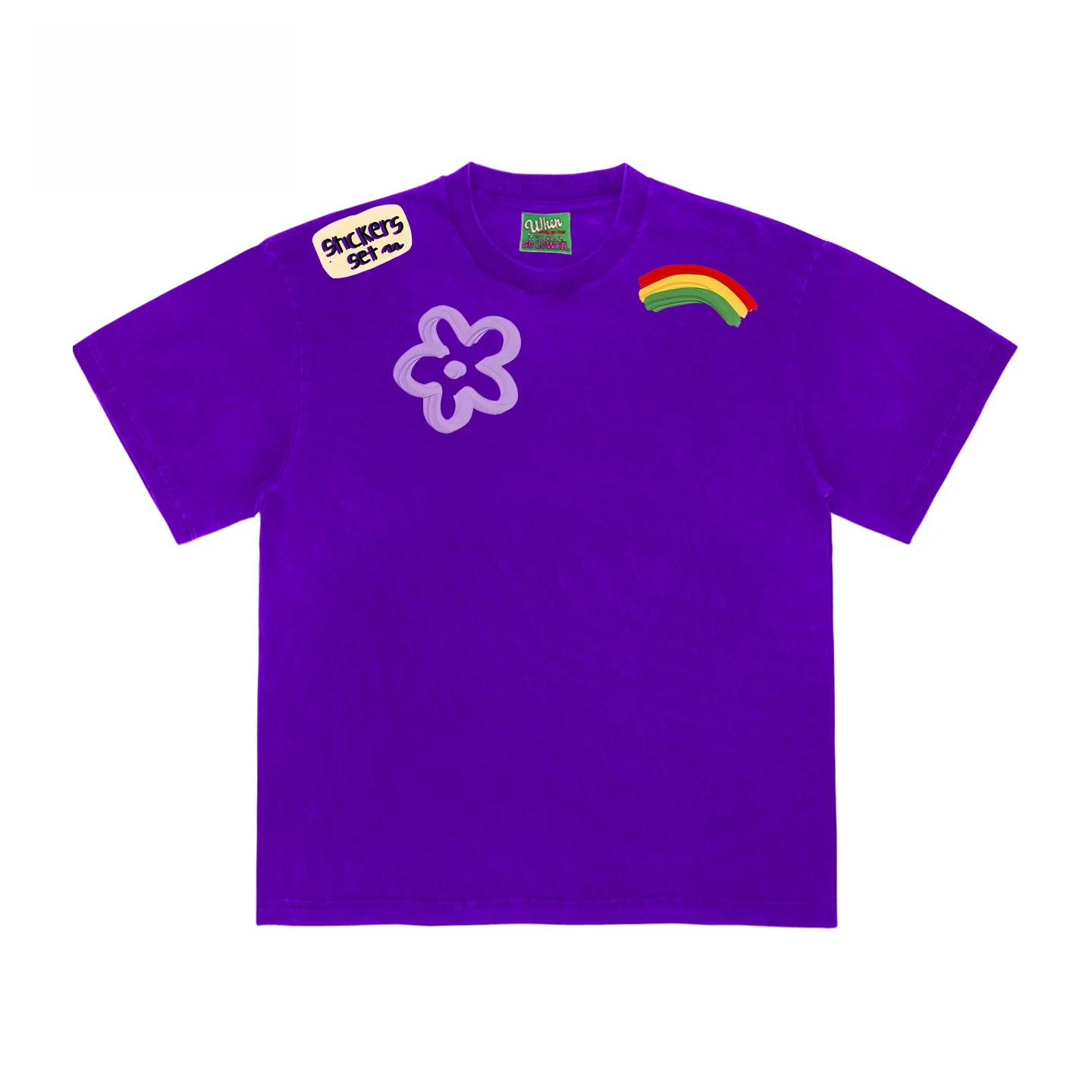 

Unisex Bright Color Art Show T-Shirt Short Sleeve American Artist JHYQ Unique Fashionable Cotton round Neck Rainbow Pattern