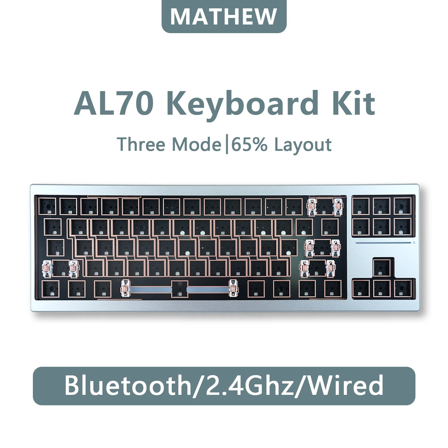 MATHEW AL70 Aluminum Kit/Barebone TKL RGB 3 Mode Mechanical Keyboard Programmable Custom Gasket Structure Hot Swappable Wireless