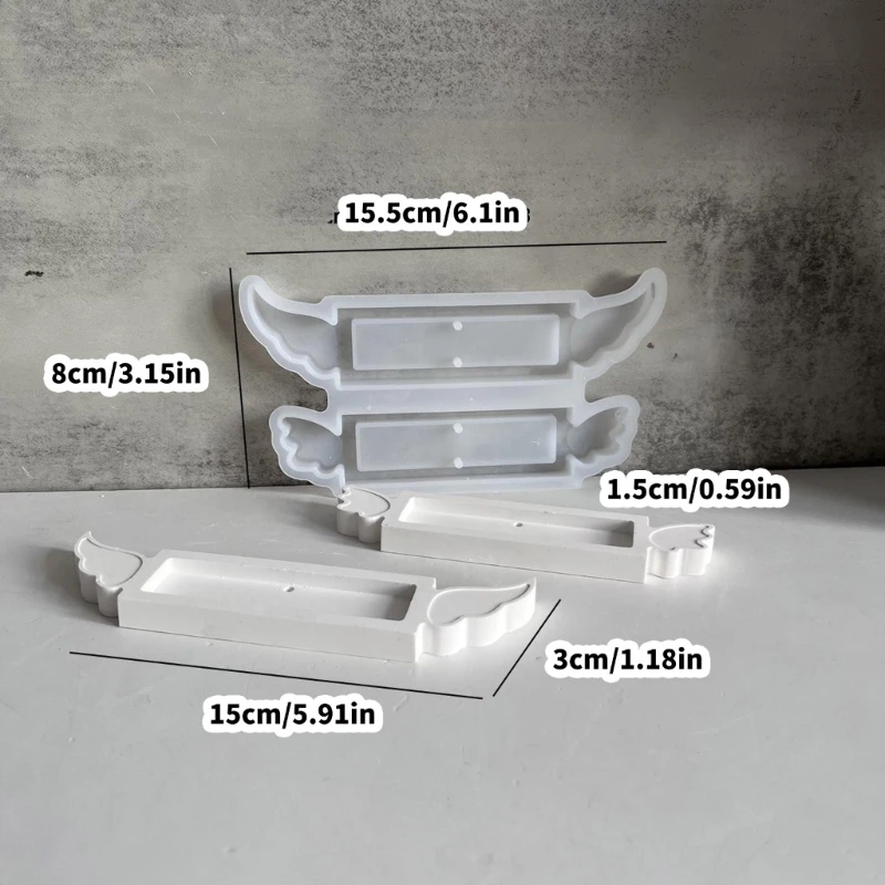 ملاك جناح الشوكولاته حامل السيليكون العفن يدويًا مصنوعًا يدويًا مربع هدايا جبس الغجر المجرى المجوهرات صنع قوالب الجص