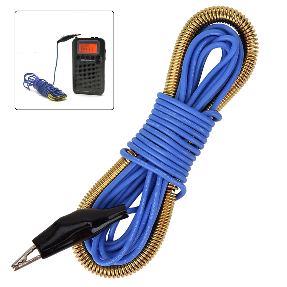 1pcs 3/5M FM Shortwave Communication Antenna Radio Signal Enhancement Antenna Copper 1 Core Indoor Signal External Antenna Clamp