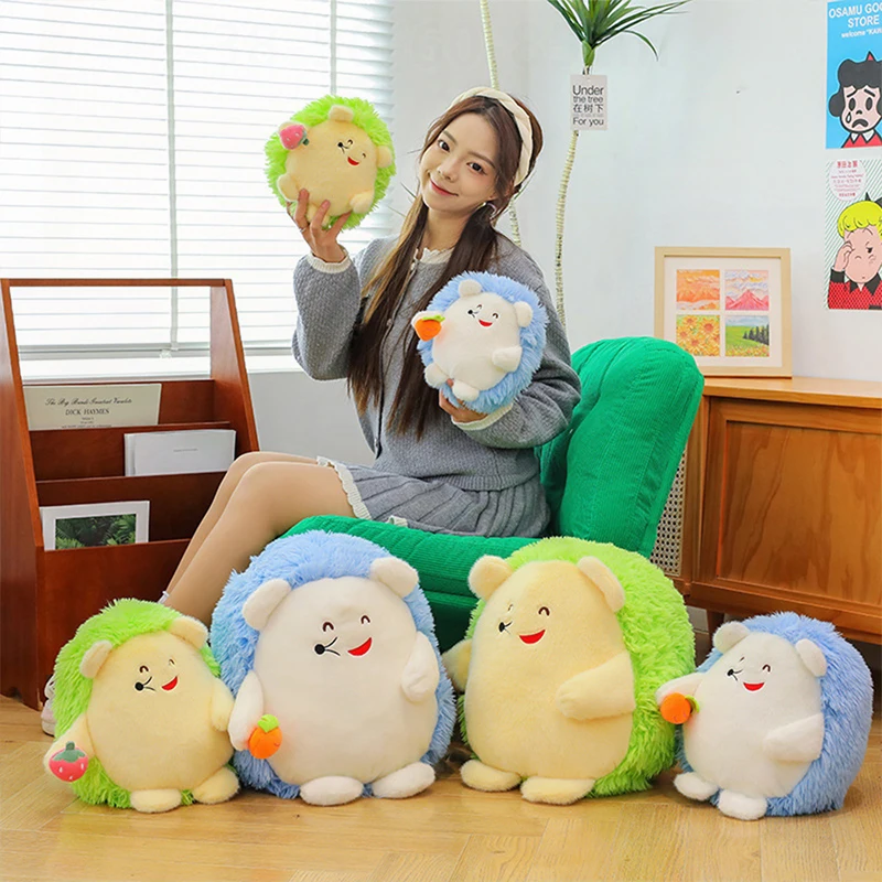 

New Plush Hedgehog Eating Strawberry Carrot Stuffed Toy Kids Comfort Companion Pillow Birthday Xmas Gift for Children Girls