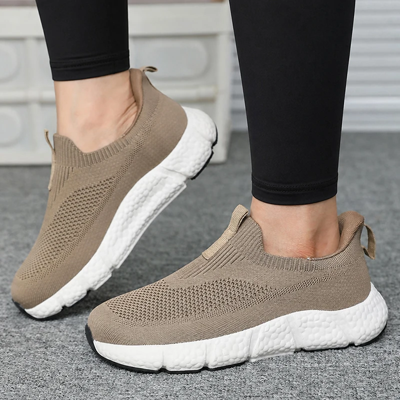 Unisex Strick-Slipper zum Reinschlüpfen, rutschfeste Freizeitsneaker, leichte Pendler-Loafer, verschleißfeste Outdoor-Laufschuhe – Detail 9