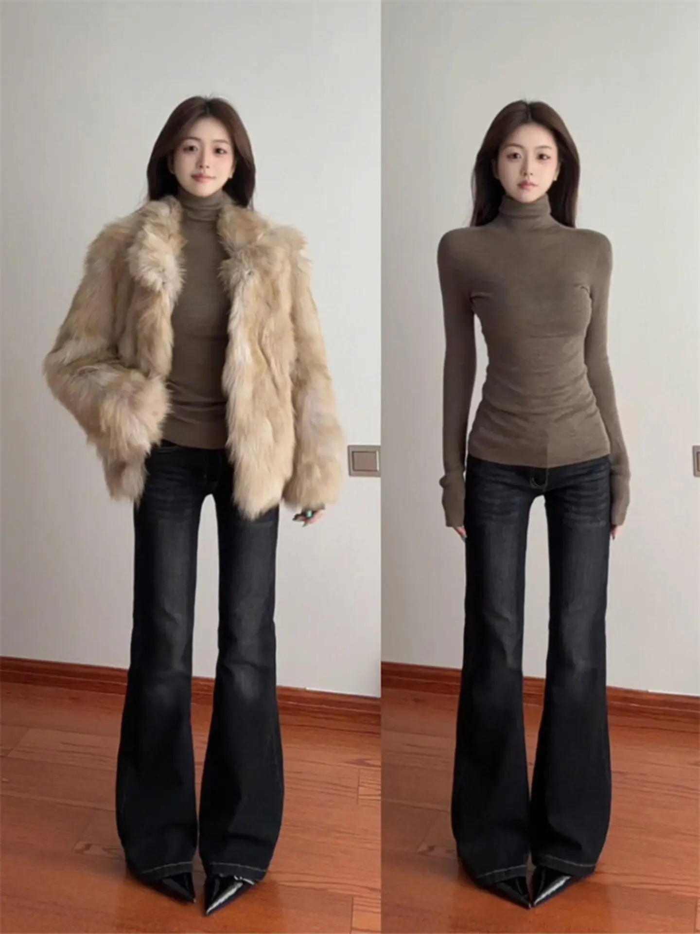 

American Retro High Waist Bell Bot Jeans Women's New plus Size Fat MM Slimming Not Legging Long Pants Cotton Stretch Denim
