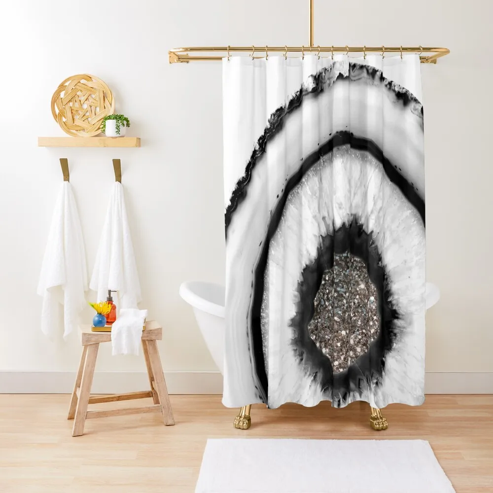 

White Agate with Silver Glitter Glam #1 (Faux Glitter) #gem #decor #art Shower Curtain Window Curtain