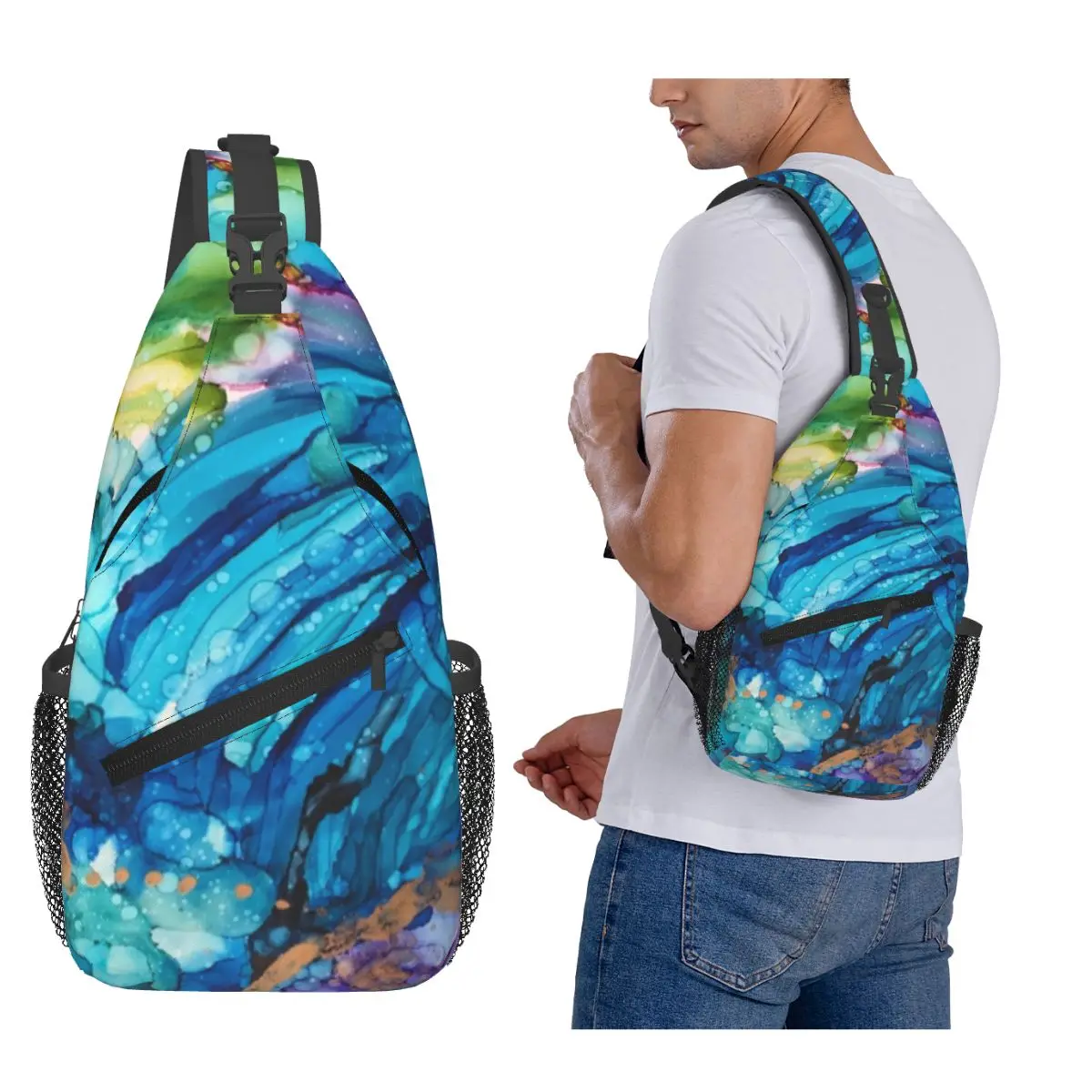 

Нагрудная сумка Rush Of The Waters, мужской рюкзак через плечо, нагрудная сумка, дорожный походный рюкзак, сумка на плечо