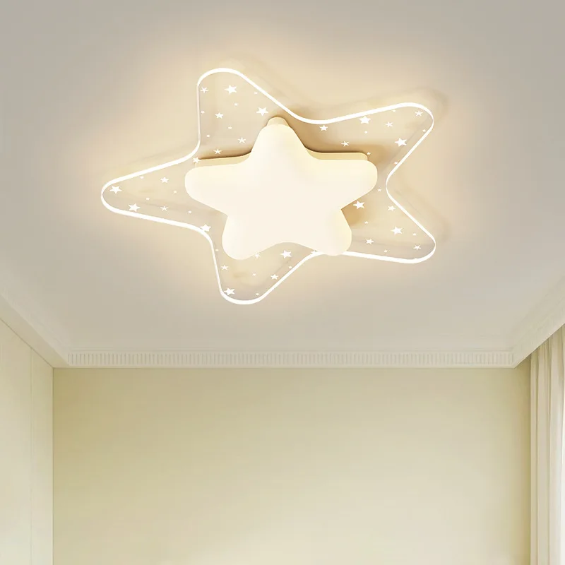 Cream Acrylic Stars Shape LED Pendant Light Modern Creative Home Decor Children's Room Living Room Study Atmosphere Ceiling Lamp
