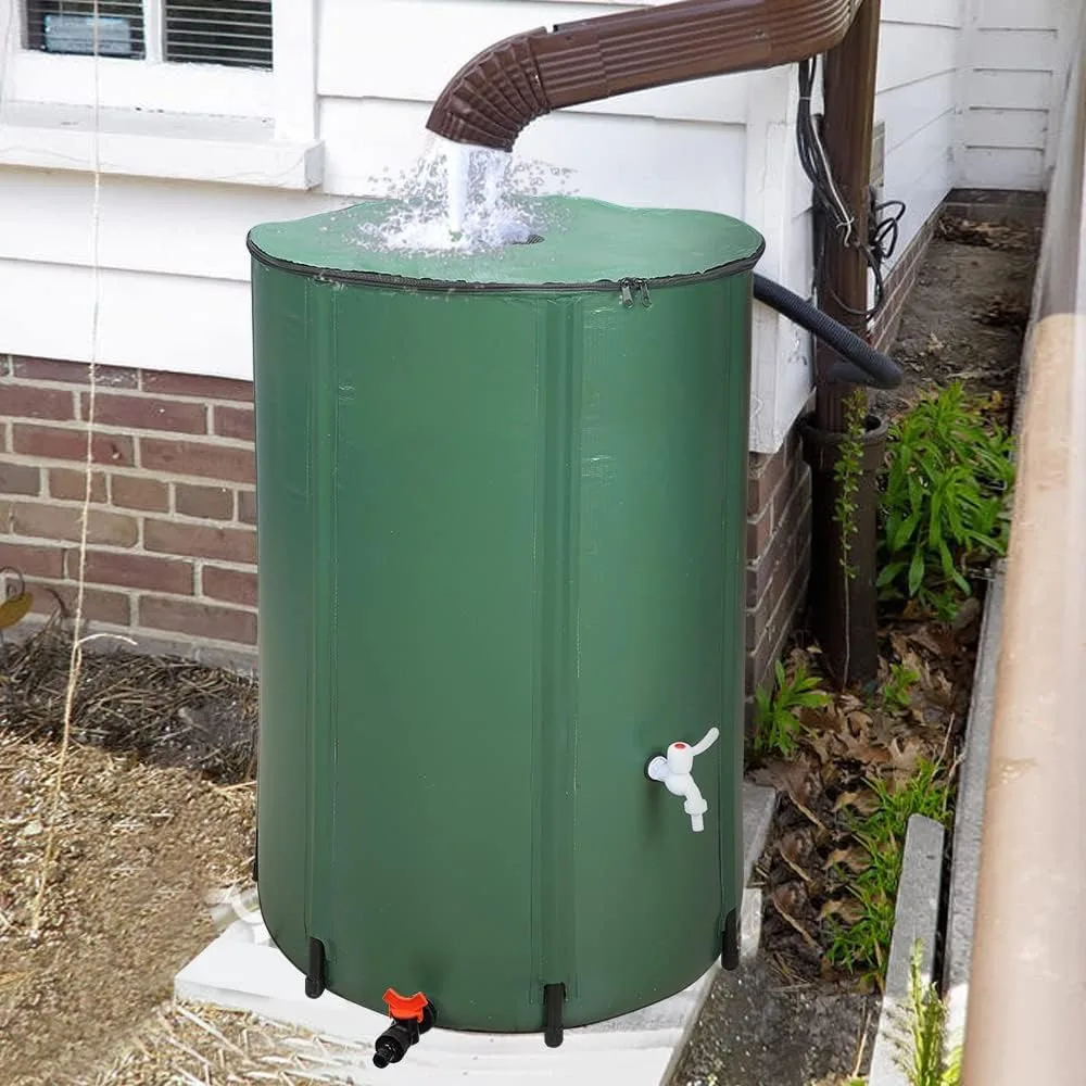 

132 Gallon Collapsible Rain Barrel, Large Garden Water Storage Tank, Portable Folding Rainwater Collector