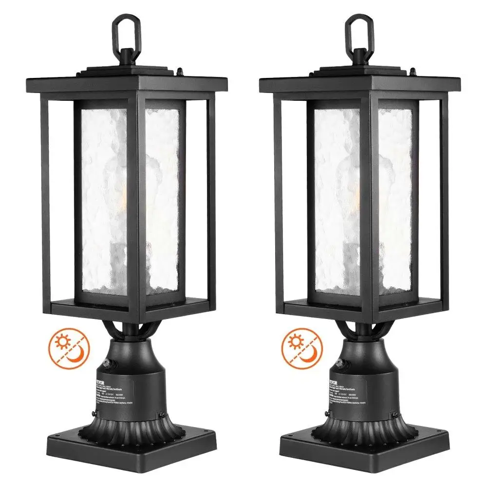 

2 pcs Dusk Dawn Outdoor Lamp Post Light Fixture 450mm Pole Pier Mount