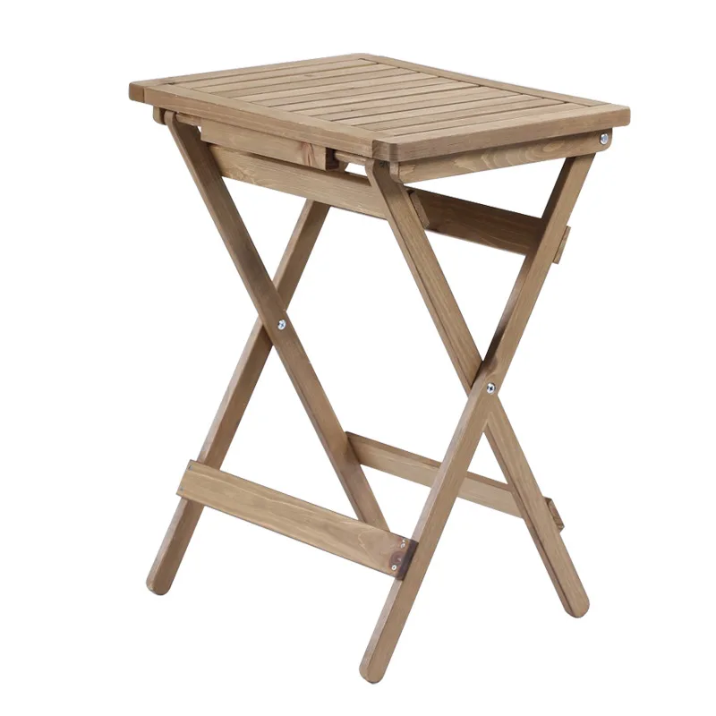 Solid Wood Balcony Leisure Folding Table Courtyard Outdoor Garden Wood Art Retro Storage Table