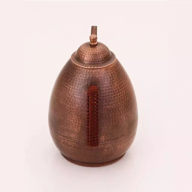 Handcrafted Pure Copper Coffee Pot,Large Capacity Retro oval Shape Teaware Filter Weave Heat Handheld Kettle,Teapot