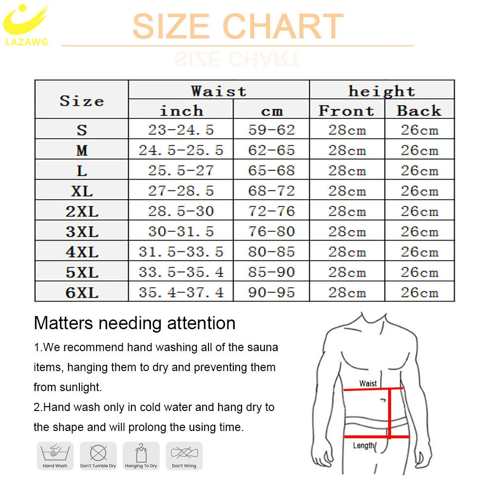 LAZAWG Waist Trainer for Men Sauna Girdles Weight Loss Tummy Belt Belly Cincher Neoprene Body Shaper Corset Fat Burner Slimming