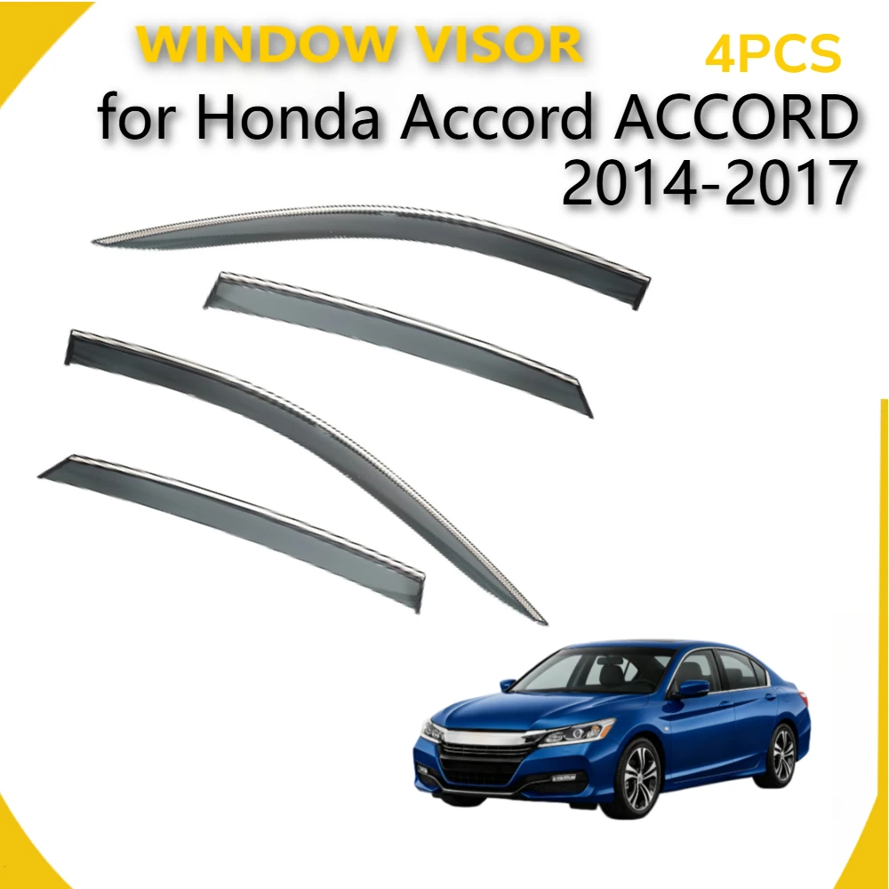 Single Piece Side Window Air Deflector Fit Honda Accord 2014-2017, Waterproof Anti-Rain Window Baffle Exterior Trim Part