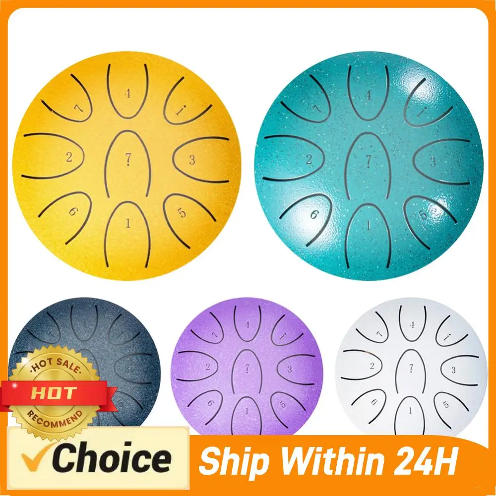 4 Inches Portable Rain Drum 9-Note Handpan Drum with Drum Mallet Outdoor Chakra Drum for Yoga Musical Meditation