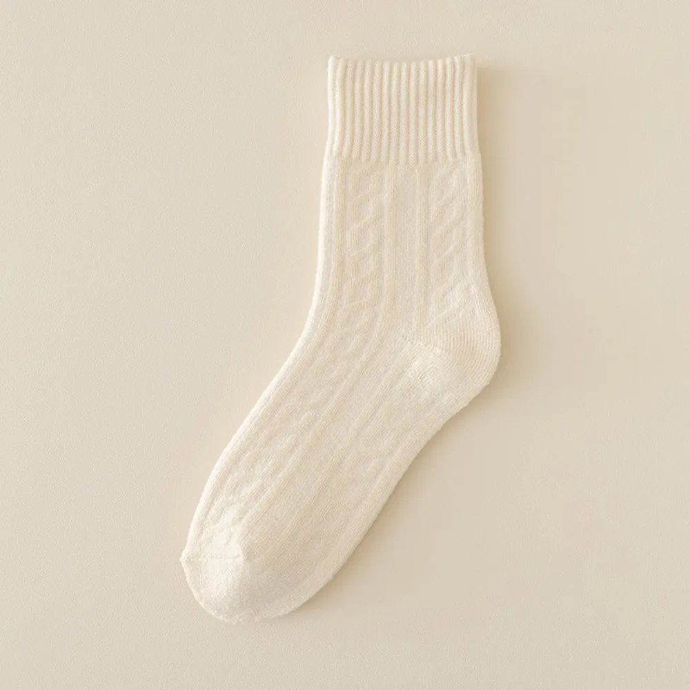 

1/5 пар прочных теплых зимних утолщенных шерстяных носков, флисовые однотонные женские напольные носки, бесшовные противохолодные средние колготки-трубы