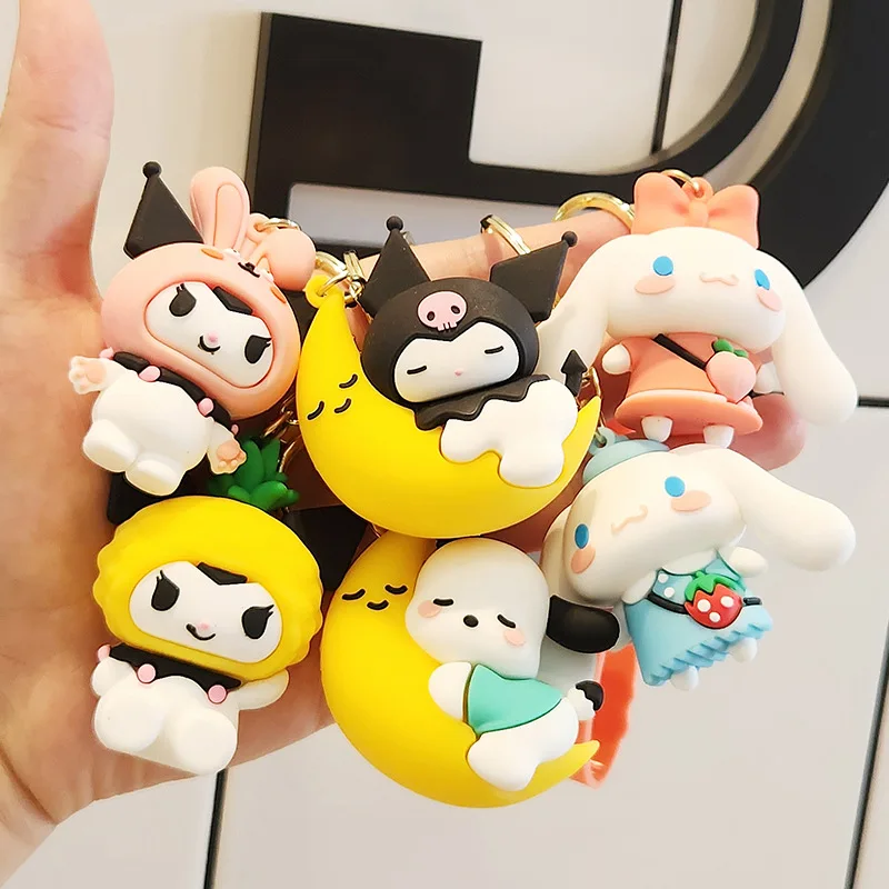 Anime Kawaii Sanrio Hello Kitty Kuromi Silicone Coin Purse Cinnamoroll Keychain Purin Pochacco Wallet Pendant Small Bag Gifts