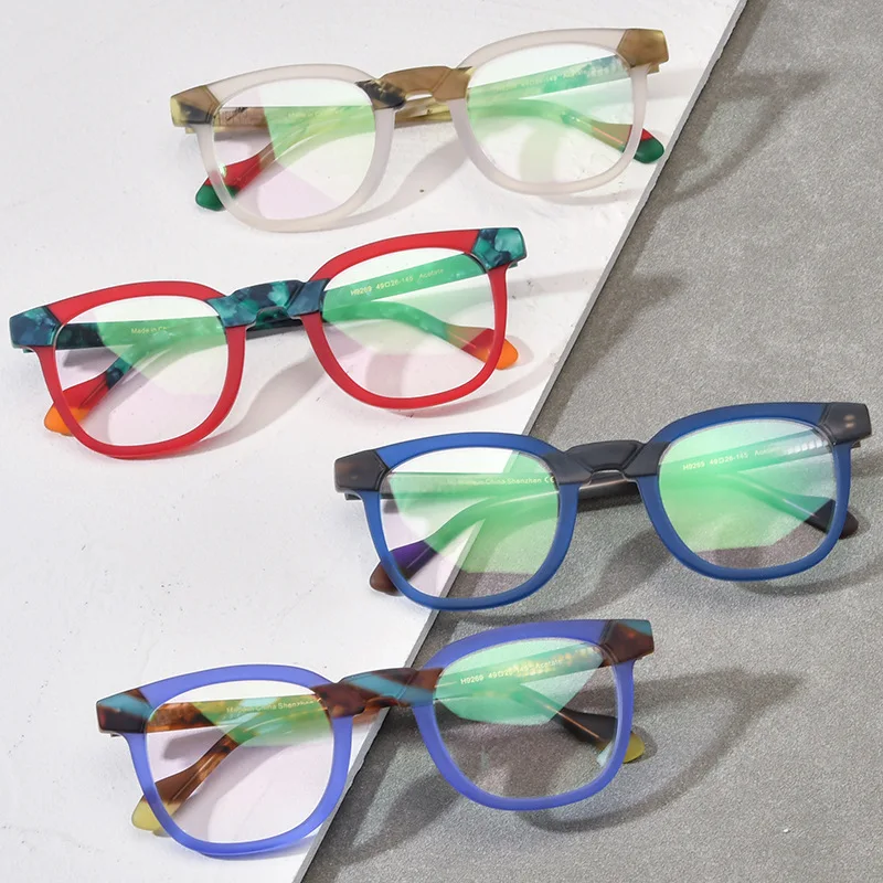 Multi-color large square frosted plate glasses frame for men and women can be equipped with myopia anti-blue light glasses frame