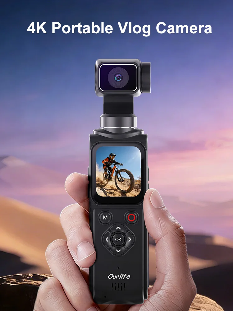 Ourlife 4K Actiecamera 330 °   Face Tracking Gimbal Stabilizer 1,72 inch touchscreen 64MP zakcamera WiFi sportcamera - afbeelding 2