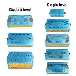 Disinfection Box Sterilization Tray Case Single Double Layer Surgical Autoclavable Surgery with Silicone Pad